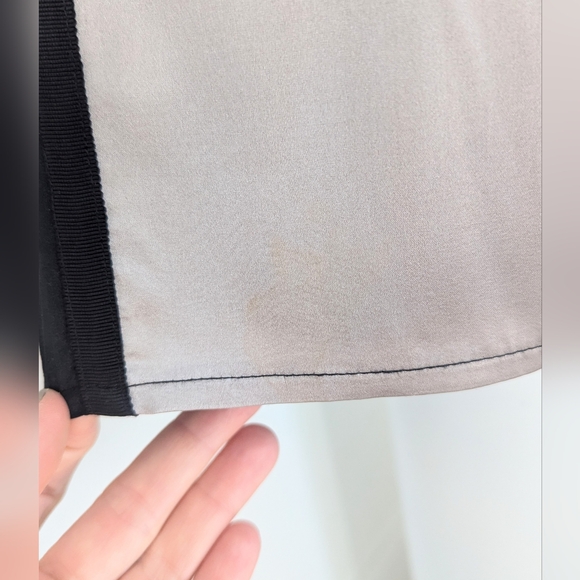 STELLA & JAMIE Color-Block Silk Strapless Mini Dress, Metallic Beading; Size M - Picture 9 of 15